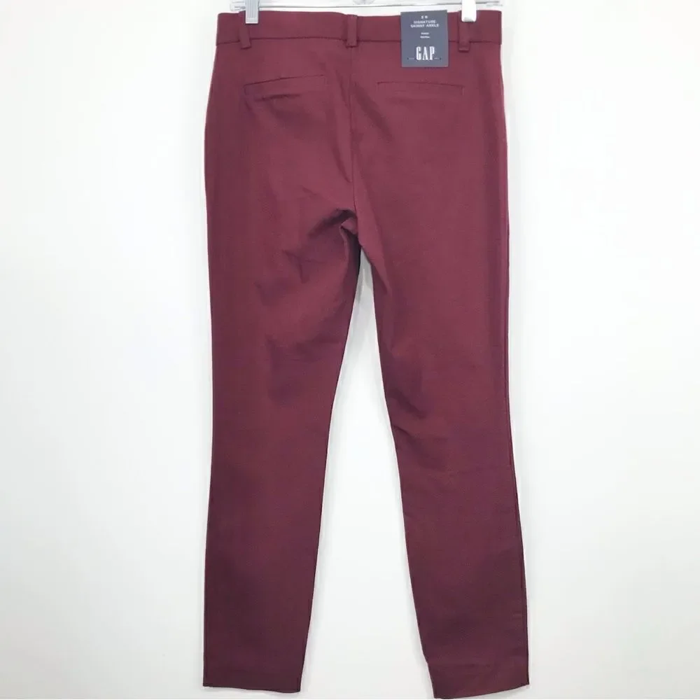 GAP Signature Burgundy Skinny Ankle Classic Pants NEW
